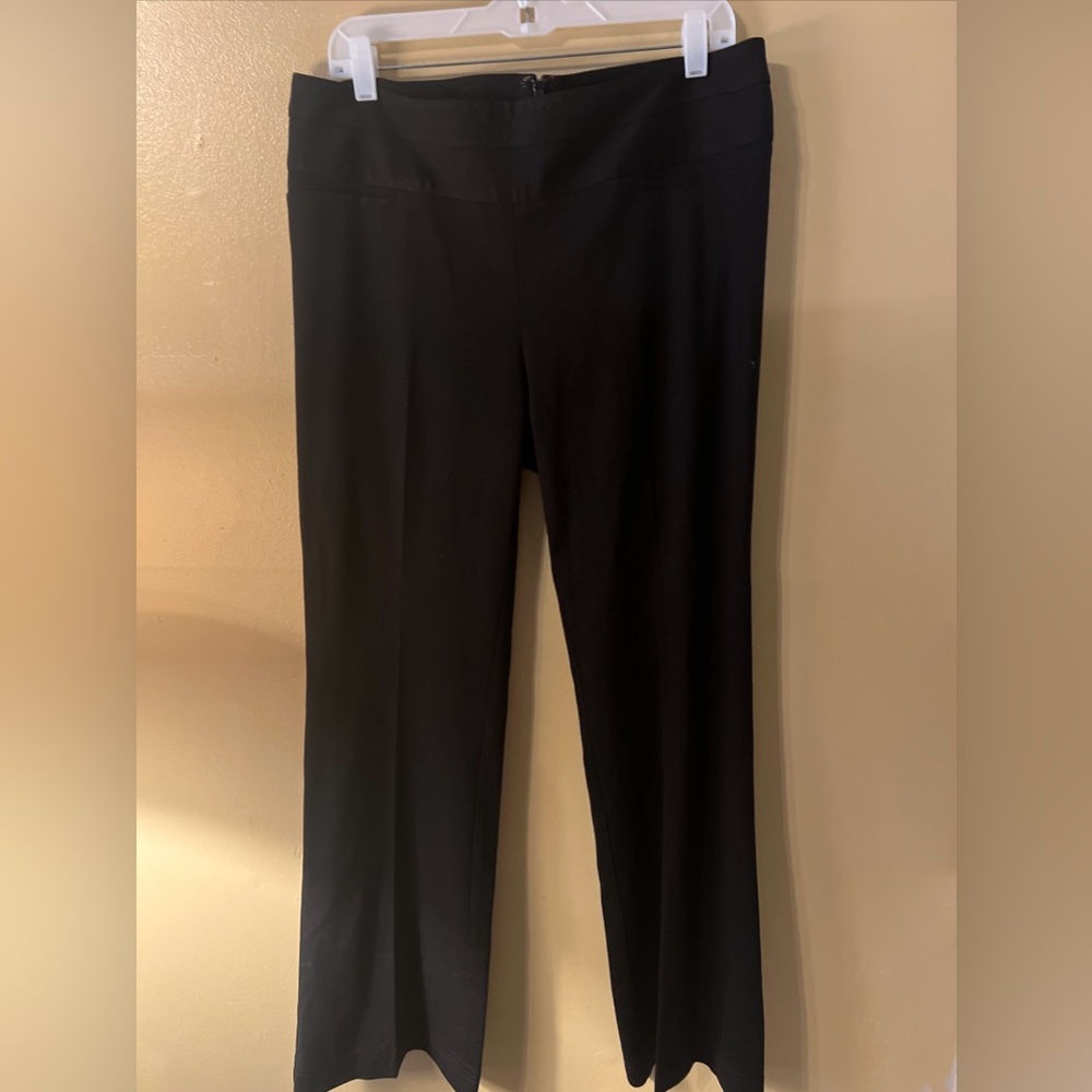 Cabi High Rise Camden Trouser Pants Size 12 Wide Leg Black Zip Close Pockets D